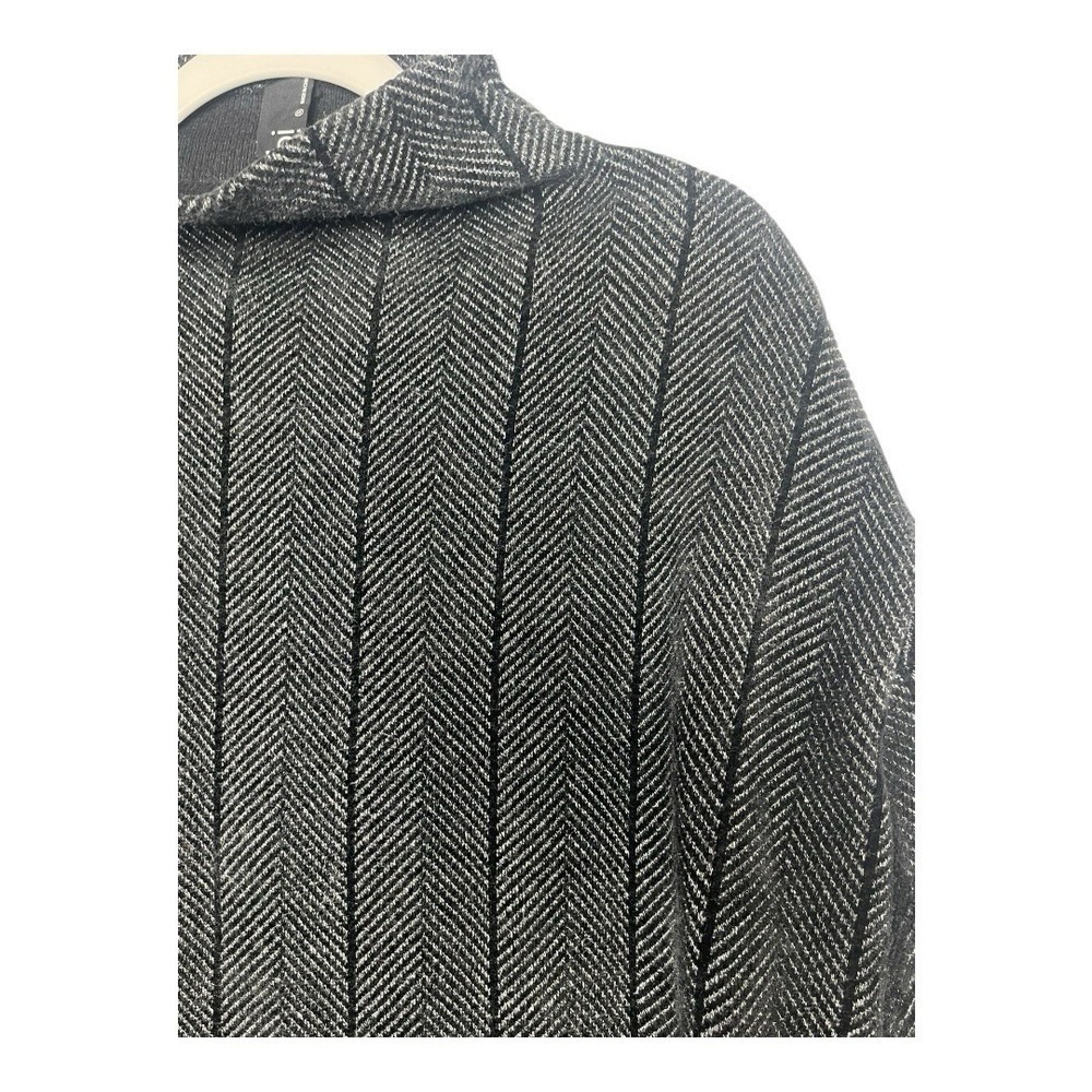 Bobi Los Angeles Black and Gray Herringbone Long Sleeve Sweater Size Small - Picture 3 of 5